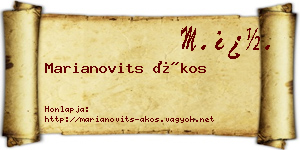 Marianovits Ákos névjegykártya